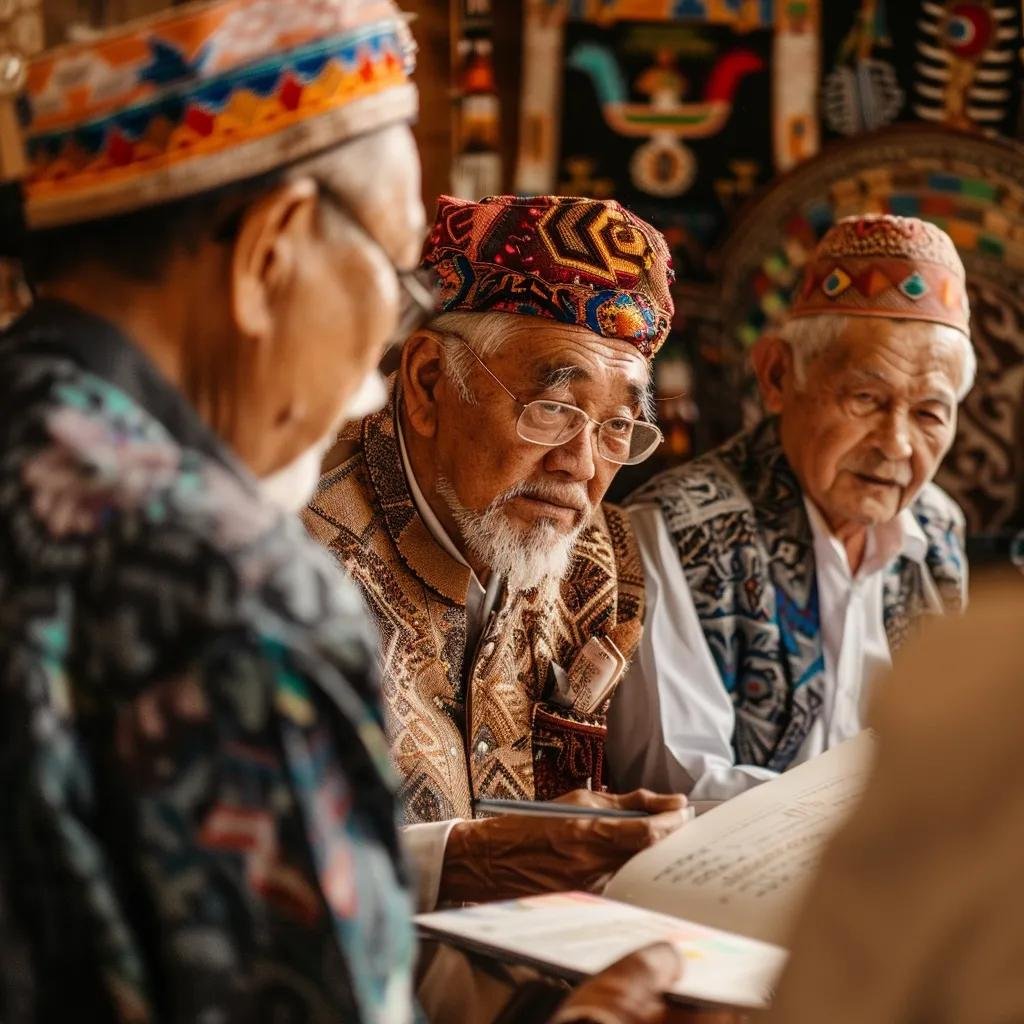 Wedding planner consulting with community elders about Indian wedding customs and traditions