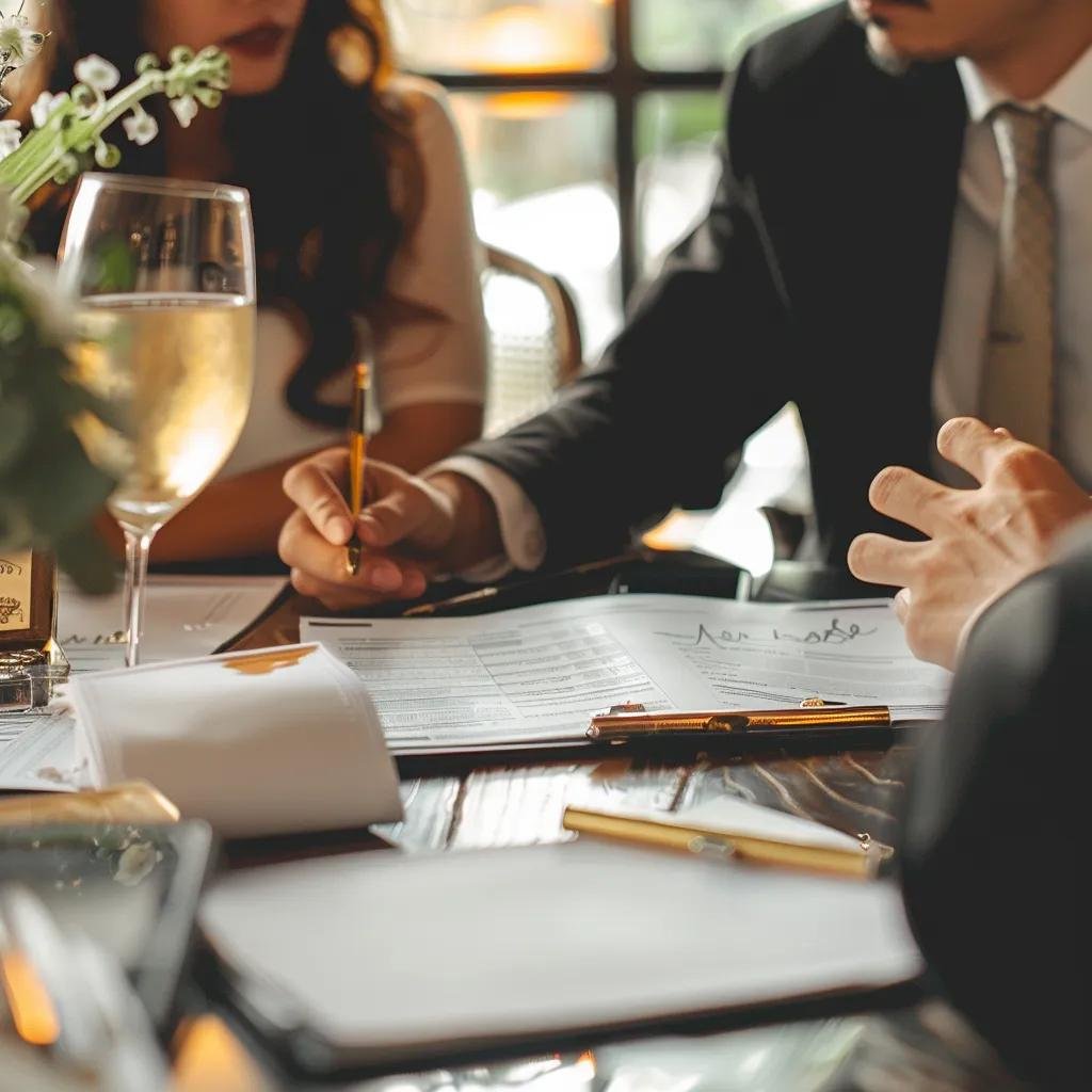 Wedding planner negotiating with vendors for cost savings