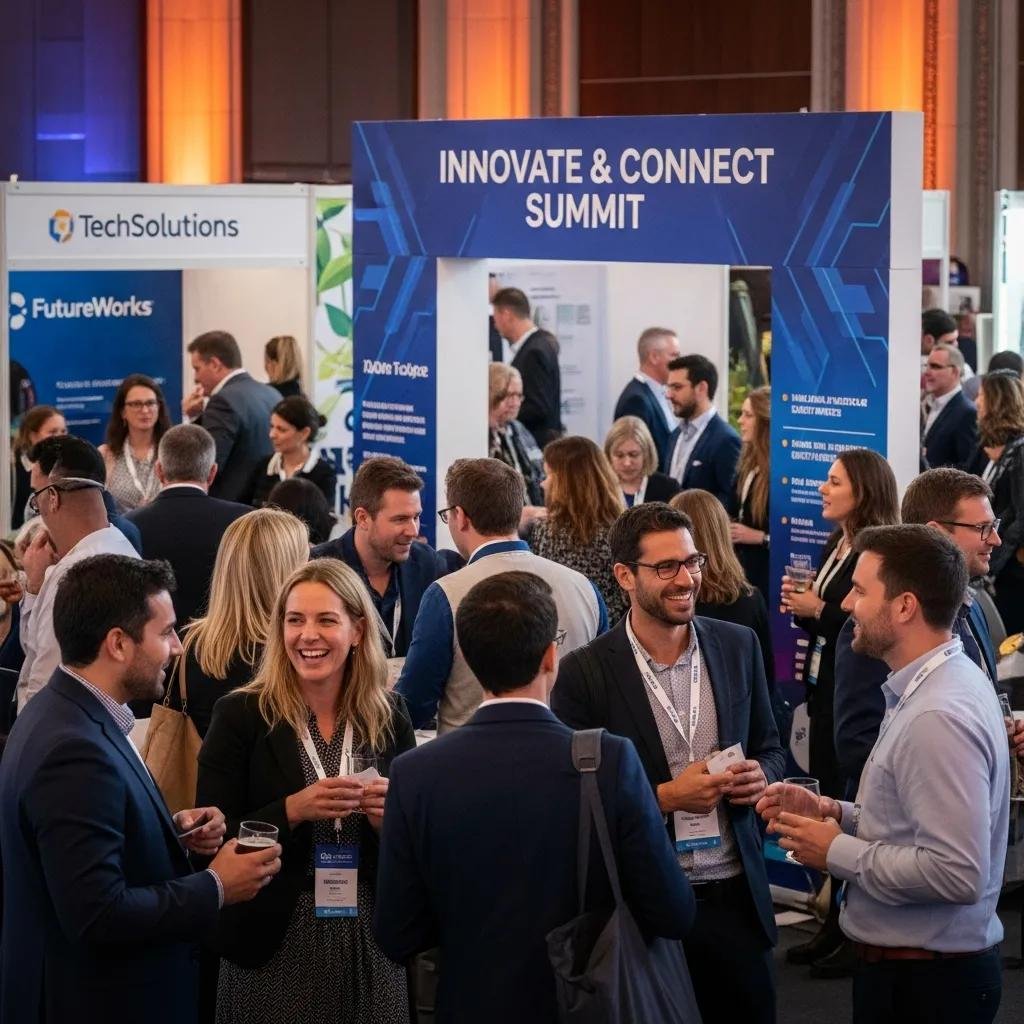 Networking attendees engaging at the Innovate & Connect Summit, showcasing event interaction and engagement in a professional setting.